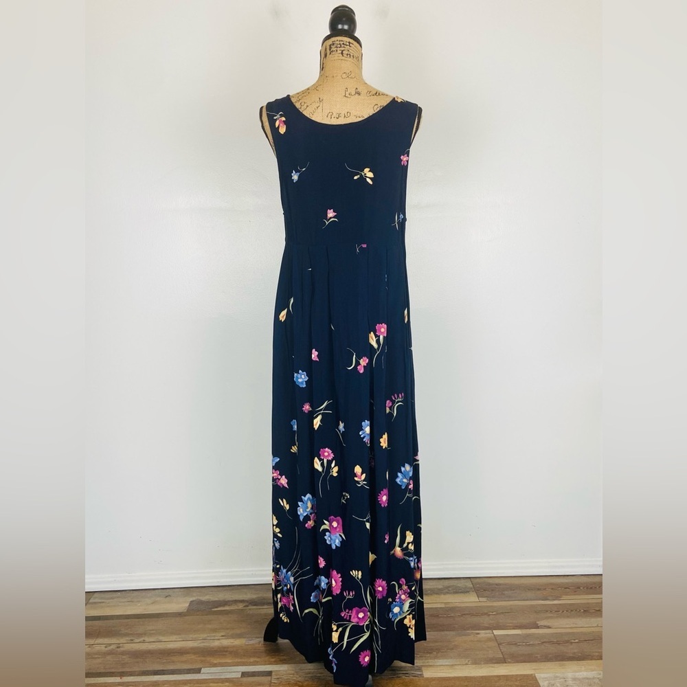 Express 90s Y2K Vintage Pleated Floral Maxi Dress M Cottagecore Mother Pearl USA - Picture 5 of 10